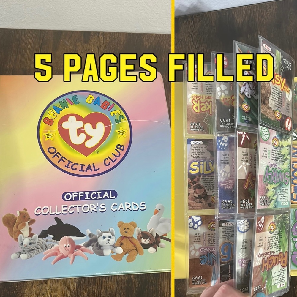 Ty BEANIE BABIES OFFICIAL CLUB COLLECTOR’S CARDS-5 pages filled 😀